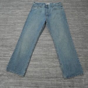 Free World Denim Jeans Men  Blue Light Wash Straight Leg Size 36 x 30.75